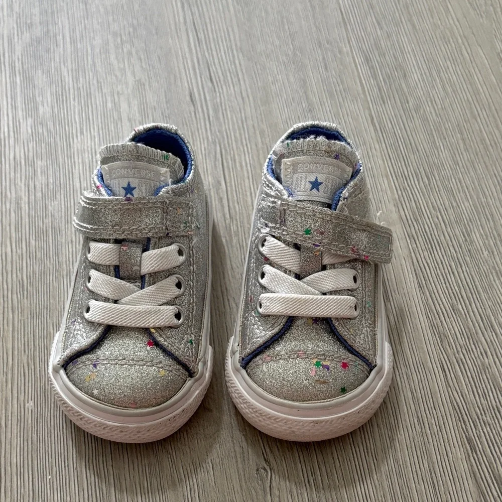 Converse Kids' Sparkly Silver Sneakers